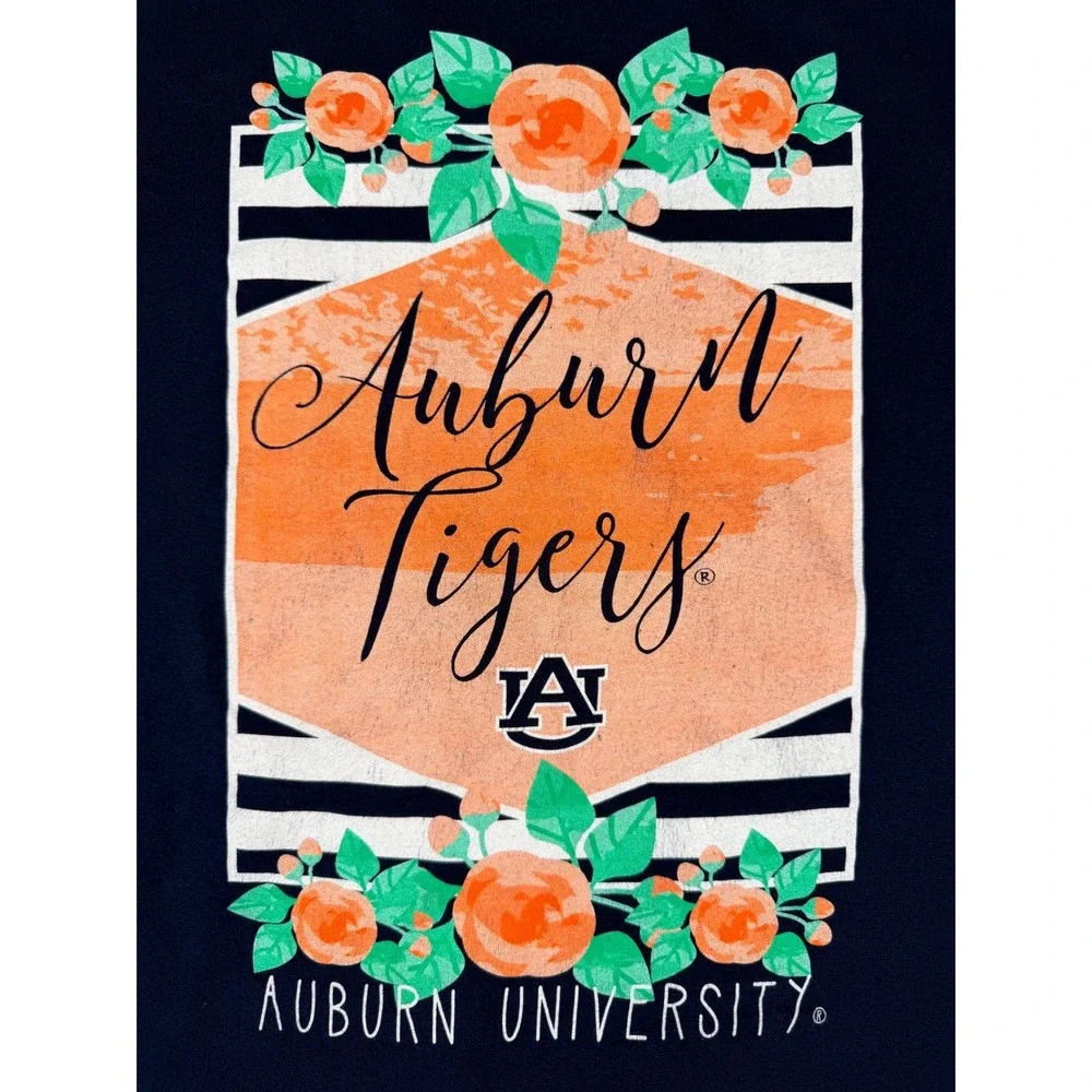 Gameday Couture Auburn Tigers T-Shirt Women XL Navy Blue Good Floral Graphic Tee - Picture 1 of 7